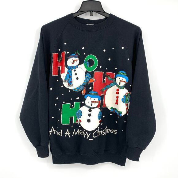 Vintage 1992 EZL Christmas Snowman Sweatshirt Women's One Size Fits All (XL) - Picture 1 of 7